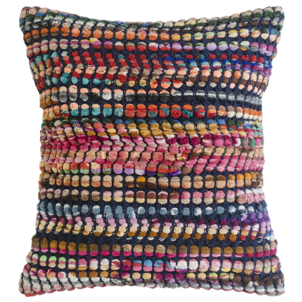 HomeRoots 20" X 20" Red Green Blue Yellow Orange Pink And Black 100% Cotton Geometric Zippered Pillow