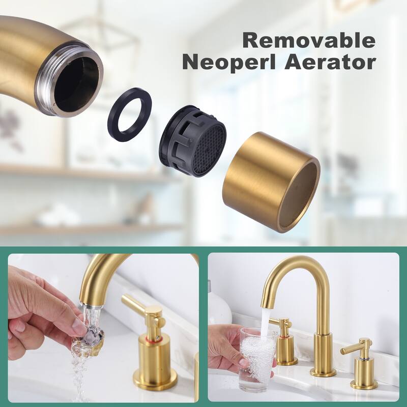 WOWOW Widespread 8 in. Double Handle Bathroom Faucet