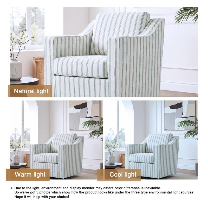 UIXE Chenille/Leather Swivel Barrel Chair Accent Chairs For Living Room