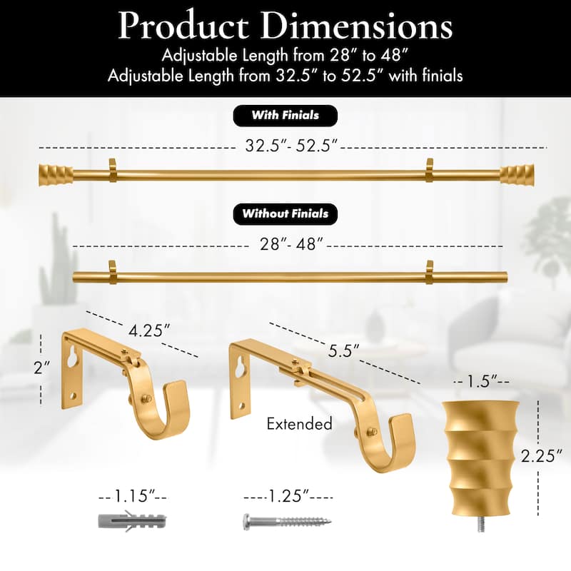 Meriville 1-Inch Diameter Oakley Single Window Treatment Curtain Rod