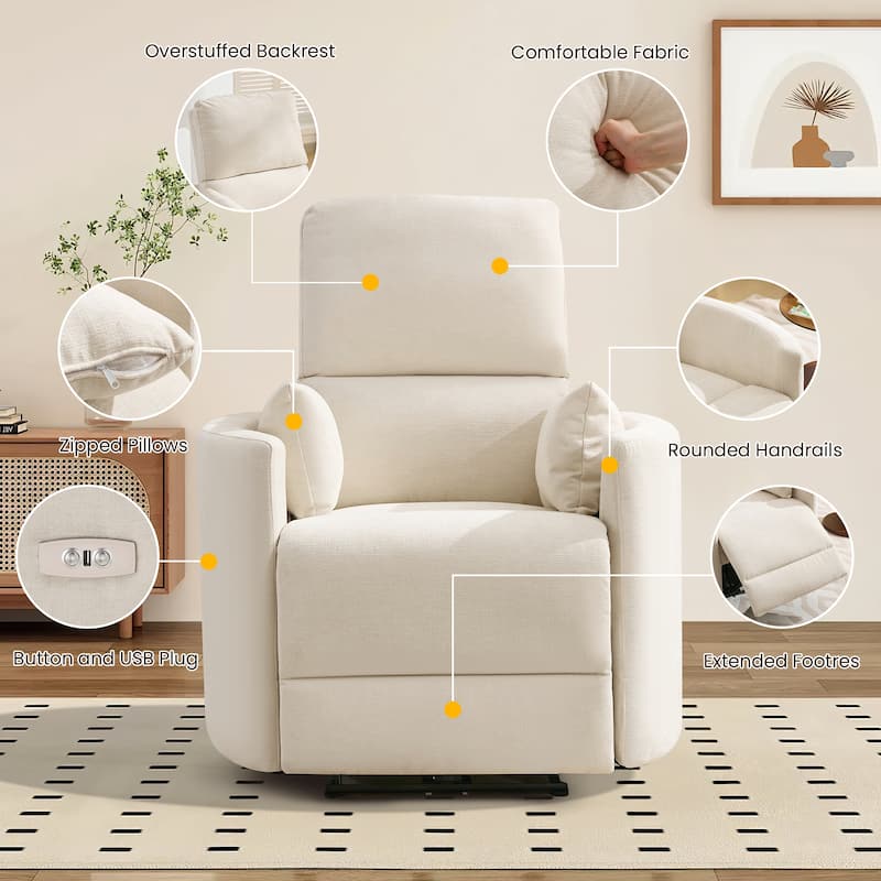 Chenille Power Recliner, 3-position Reclining Chair