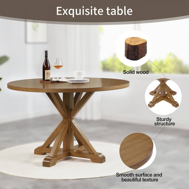 Modern 45" Diameter Round Dining Table with Cross-Buck Base