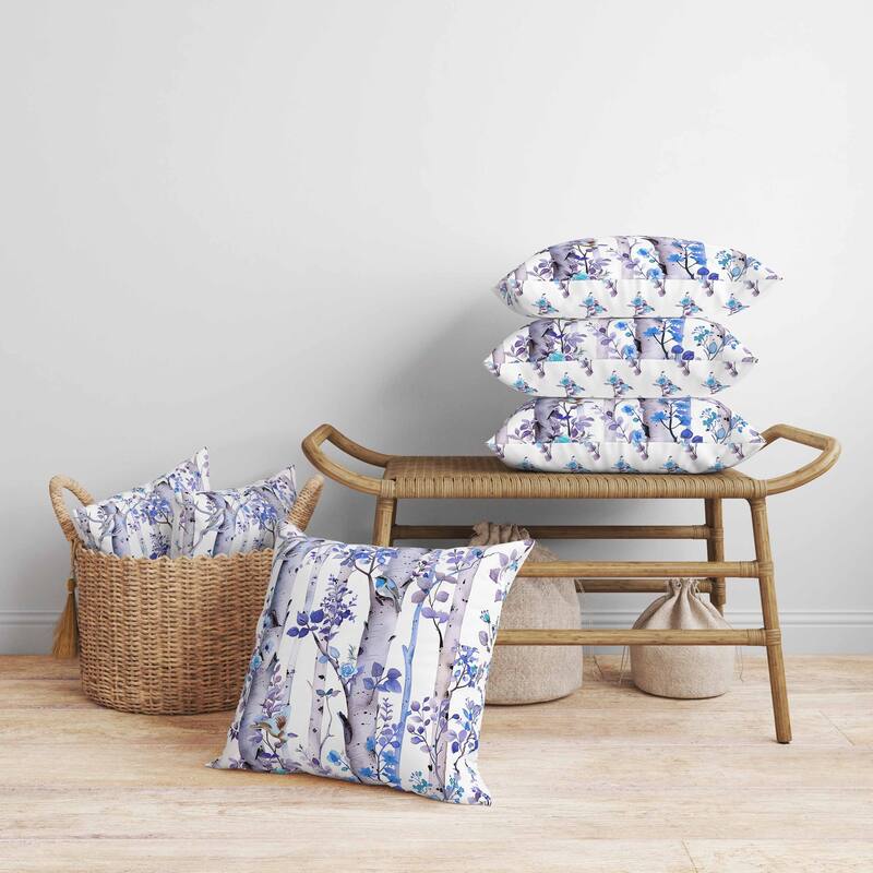 Whispering Woods Faux Suede Reversible Throw Pillow Blue and Violet