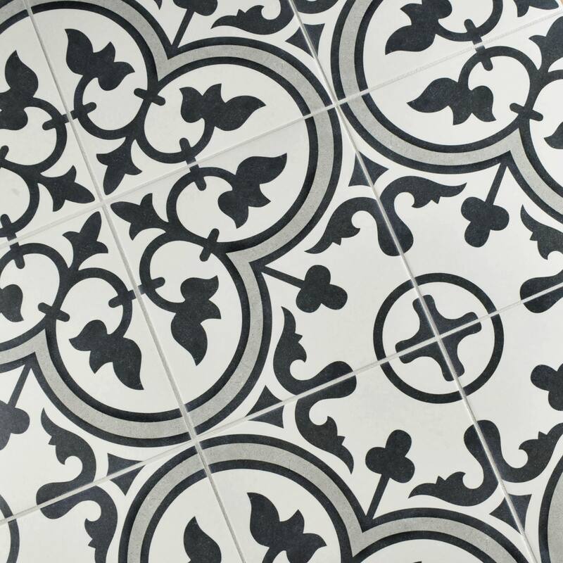 Merola Tile Arte Grey Encaustic 9.75" x 9.75" Porcelain Floor and Wall Tile