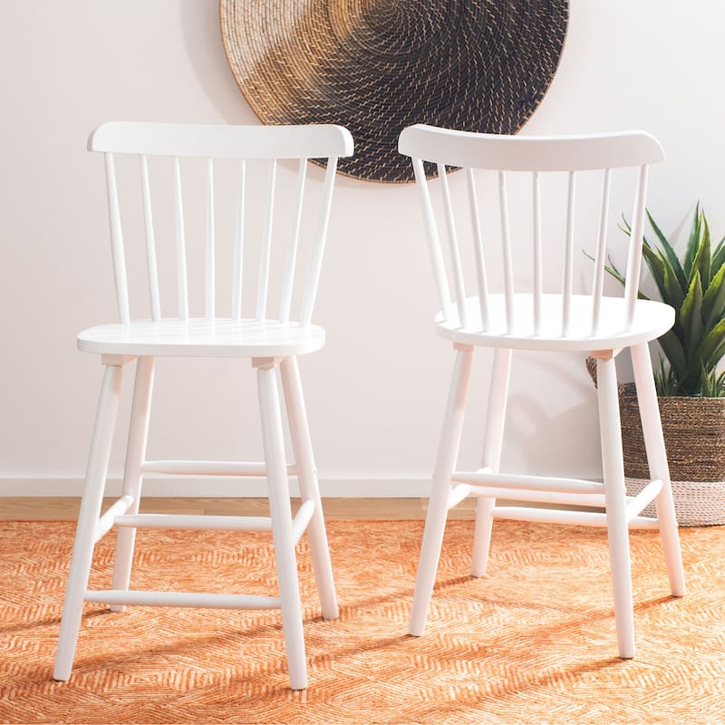 SAFAVIEH Arra 24-inch Spindle Farmhouse Counter Stool (Set of 2) - 19.9" x 20.1" x 43.1" - 20"W x 20"D x 38"H - White