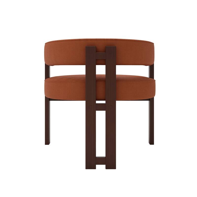 Modern Accent Chair, Upholstered Armchair with Open Back, 3 Legs Barrel Dining Chair Comfy Casual Side Chair Set of 2