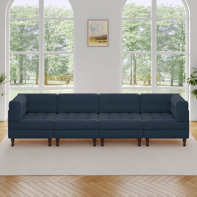 UIXE 4-Piece Corduroy Upholstered Modular Sectional Sofa for Living Room
