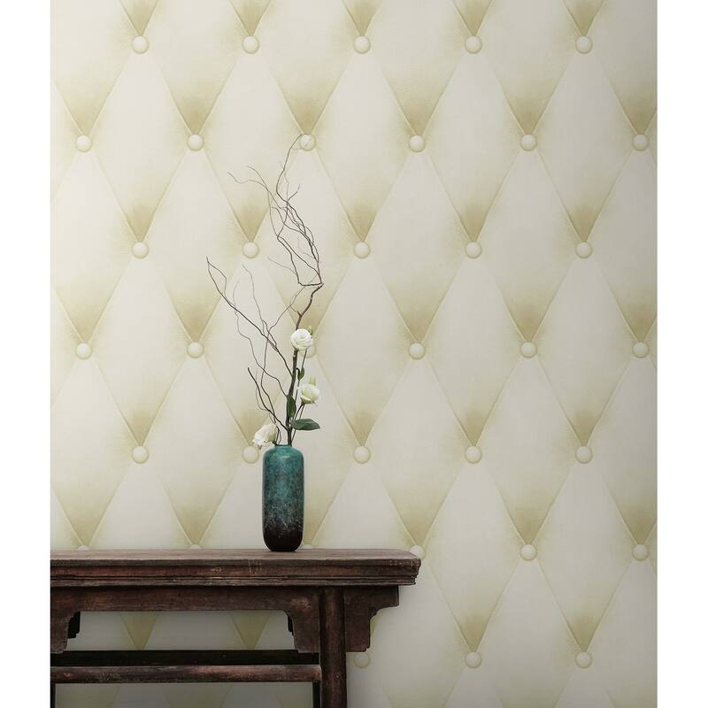 Seabrook Designs Vivienne Faux Tufting Unpasted Wallpaper