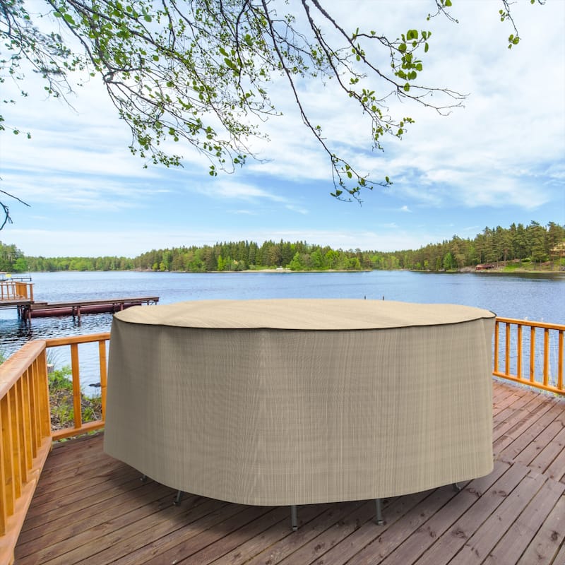 Budge StormBlock™ Mojave Black Ivory Round Patio Table and Chairs Combo Cover Multiple Sizes