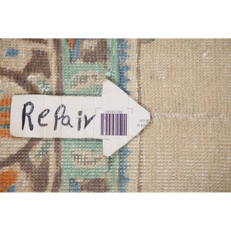 Hand Knotted Oriental 100% Wool Carpet Traditional Floral Beige & Ivories Tabriz Area Rug - 11' 6'' X 8' 7''