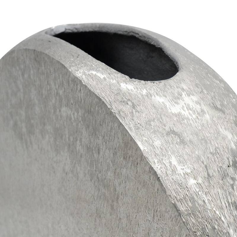 15" Silver Aluminum Round Disc Table Vase - 15.00
