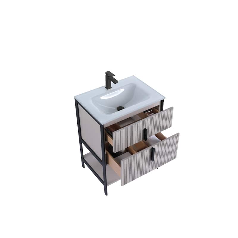 Fine Fixtures Serenity Modern Bathroom Vanity with White Glass Top
