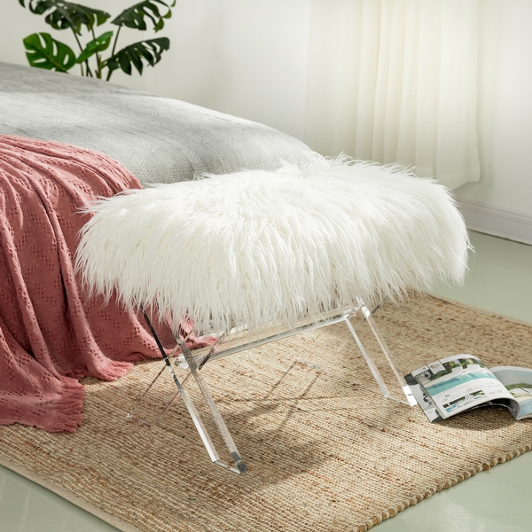 Fluffy bedroom sale bench