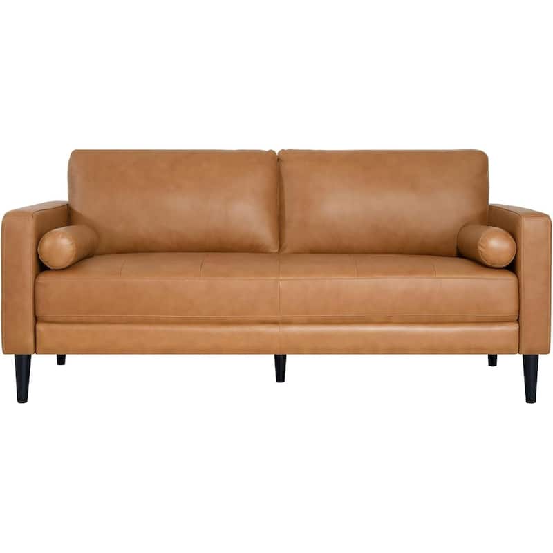 Marisa Genuine Oversized Mid-Century Leather Sofa, Wooden Legs Sectional Sofa, Superior Comfort for Living Room
