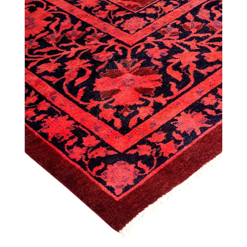 Overton Hand Knotted Wool Vintage Inspired Modern Contemporary Overdyed Pink Square Area Rug - 10' 1" x 10' 10"