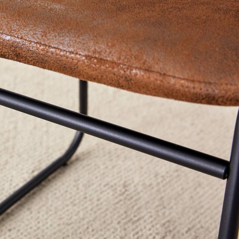 Retro Bar Chairs Set of 4, Modern Faux Leather High Bar Stools with Back and Metal Leg, Bar Chairs for Kitchen Island
