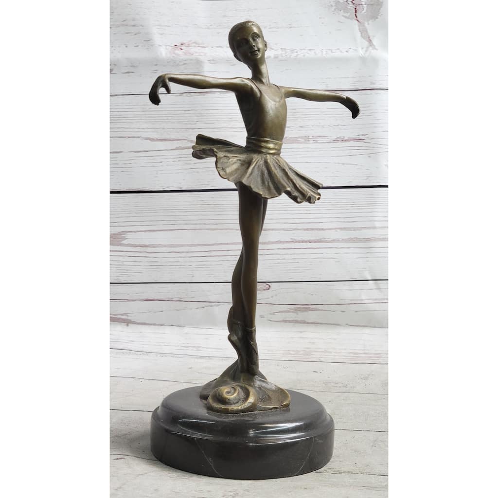 Prima Ballerina Dancer Girl Figure Trophy Statue Sculpture On Marble Base