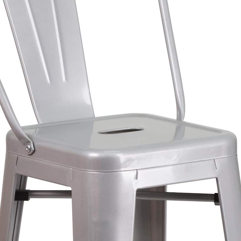 4 Pack 30" High Metal Indoor-Outdoor Barstool with Back - Kitchen Furniture