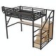 preview thumbnail 9 of 26, Loft Bed with Desk and Charging Station, Metal Loft Bed with Stairs and Light for Kids and Teens