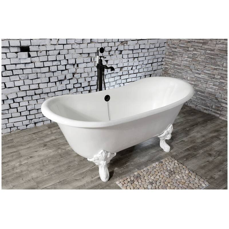 Kingston Brass Aqua Eden 67" Clawfoot Cast Iron Soaking Tub with
