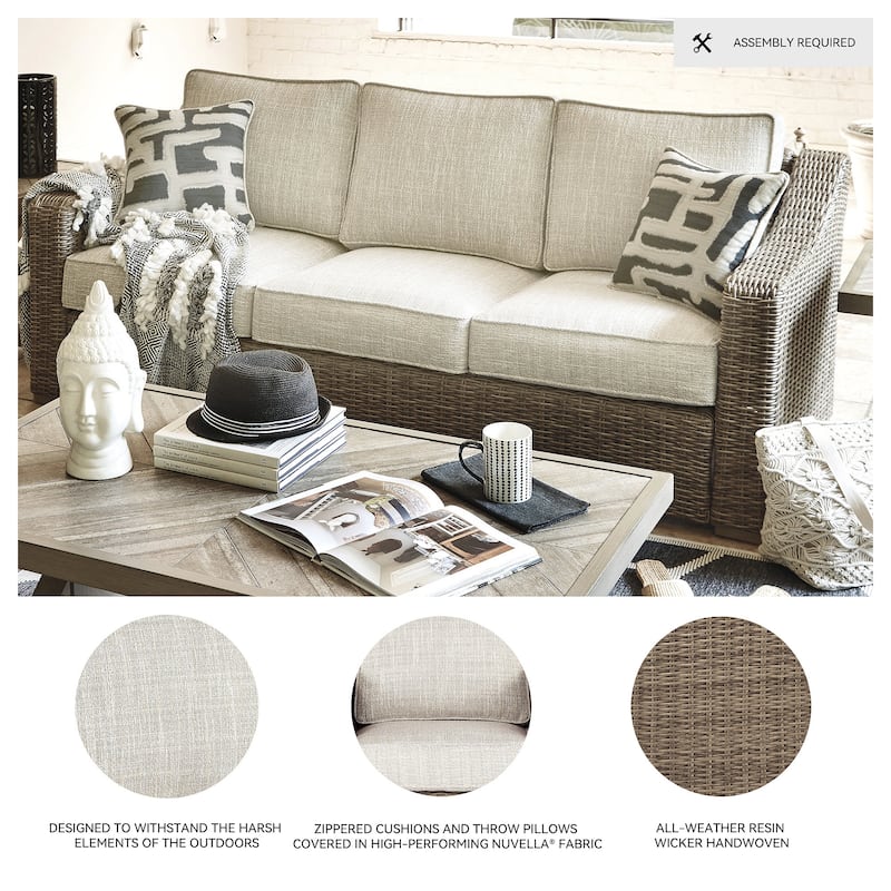 Signature Design by Ashley Beachcroft Outdoor Sofa with Cushion - 82.25" W x 37.75" D x 34.63" H