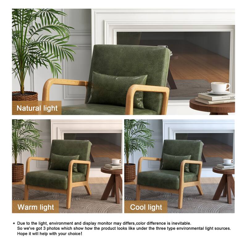 Mid Century Modern Upholstered Accent Chair with Pillow