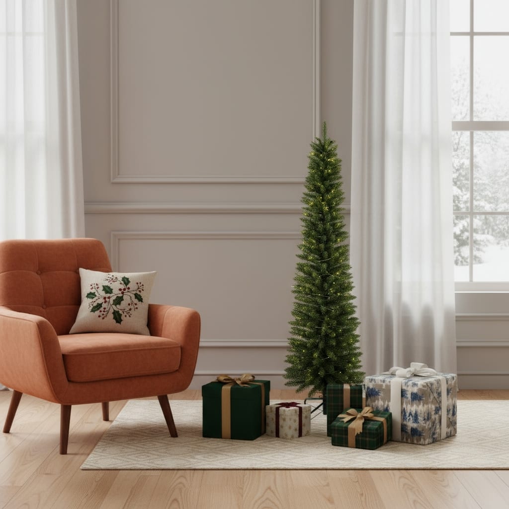 HomeRoots 5' Slender Fir Christmas Tree - Green - 19.00 in. x 60.00 in. x 19.00 in.