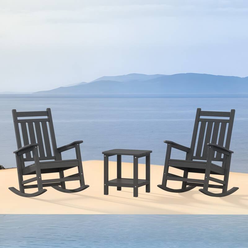 Outdoor Patio HDPE Rocking Chiar, Extra Wide Seat & Backrest