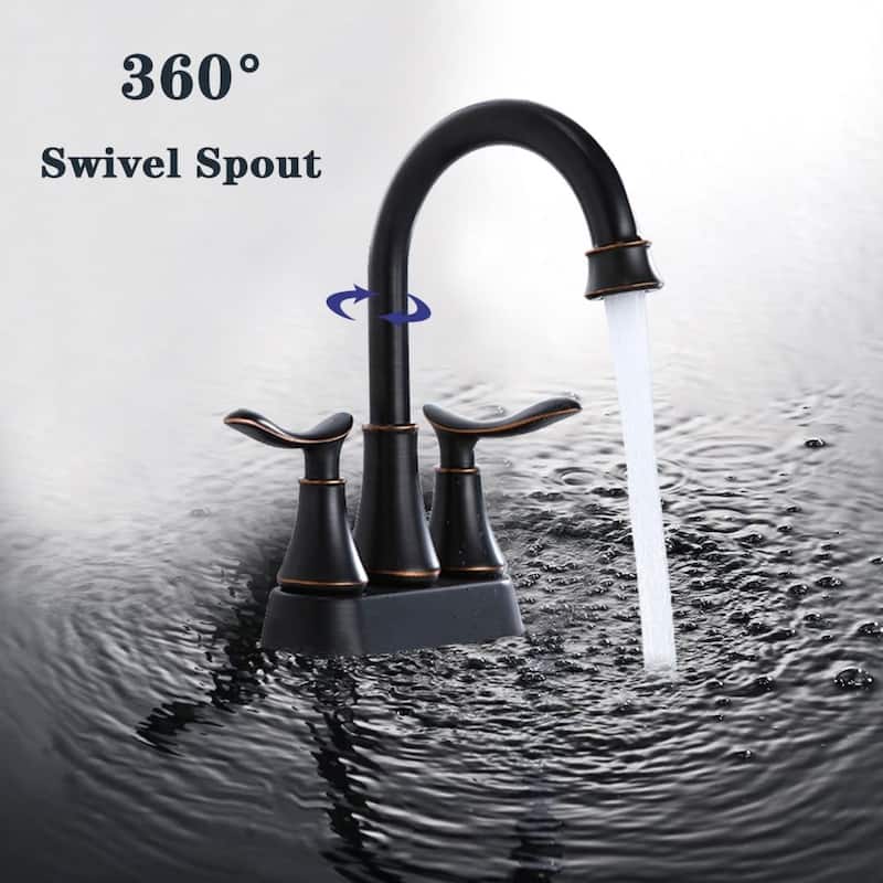 2 4" Bathroom Faucets with Pop-Up Drain and Water Hose