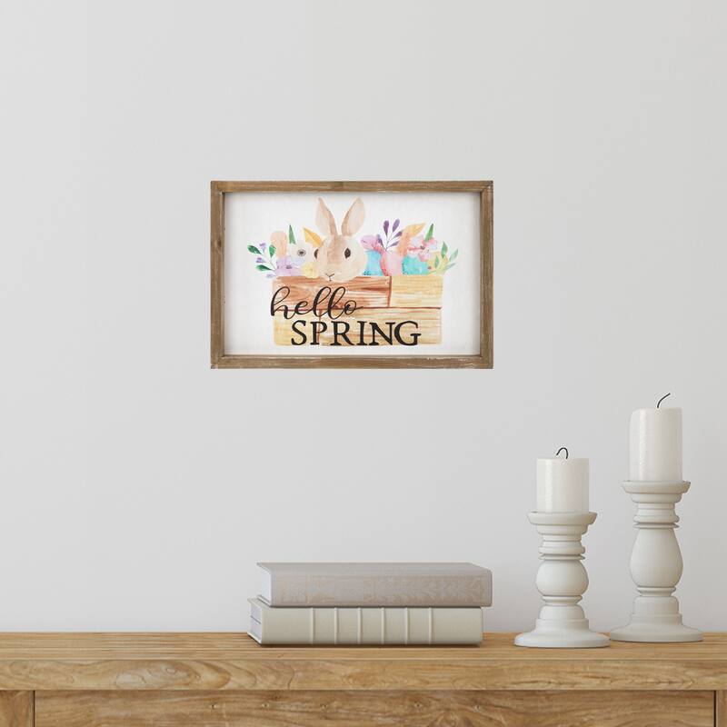 Hello Spring Framed Easter Wall Sign - 11.75" - 7.75"