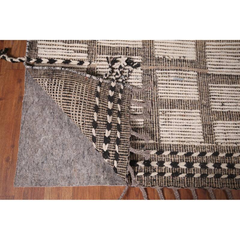 All-Over Striped Moroccan Area Rug Handmade Wool Carpet - 6'1"x 10'0"