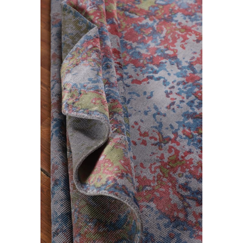 Multicolor Modern Abstract Area Rug Handmade Wool Carpet - 6'1" X 7'8"