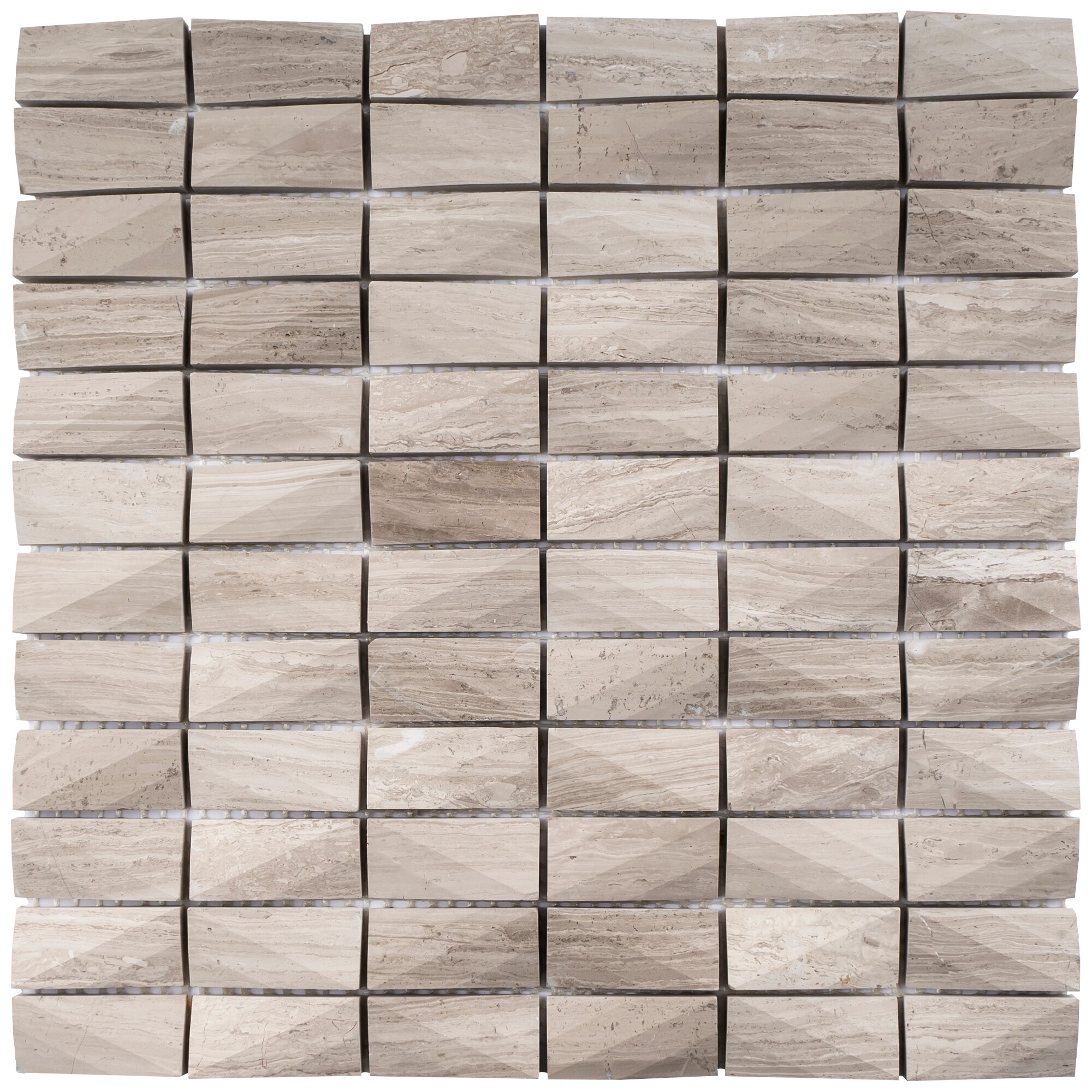 Shop Tilegen 1 X 2 3d Cut Marble Mosaic Beige Wall Tile 10