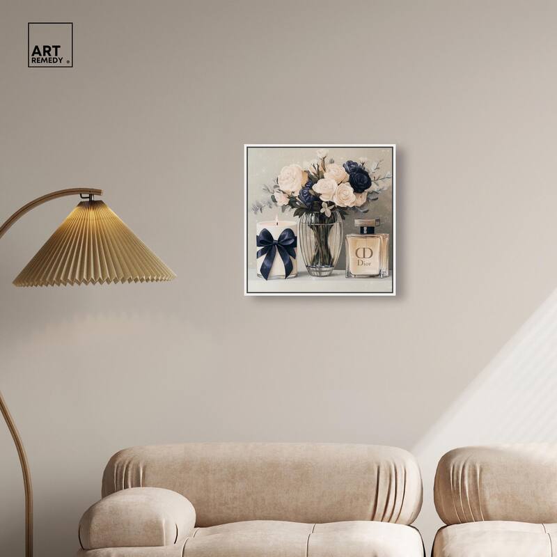 Ivory Perfume Flowers in Vase Canvas by Art Remedy