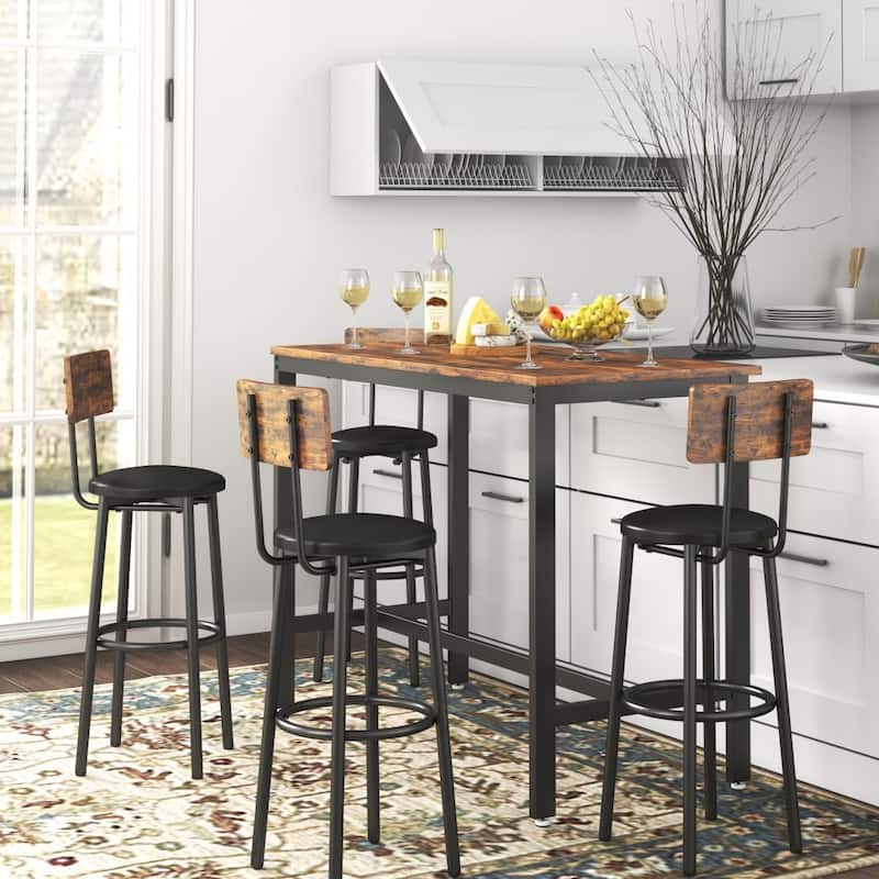 Bar Table Set with 4 Bar stools - 47.24’’w x 23.62’’d x 35.43’’h