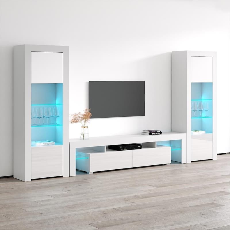 Milano Set 200-BK-BK Modern Wall Unit Entertainment Center