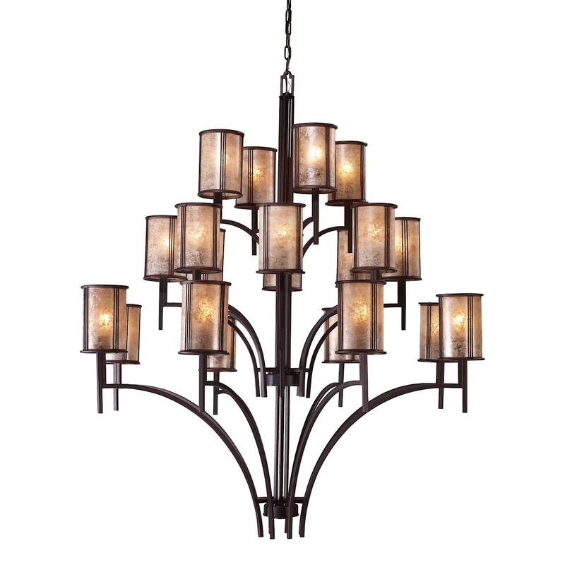 Elk Home Barringer Aged Bronze With Tan Mica 20 Light Chandelier