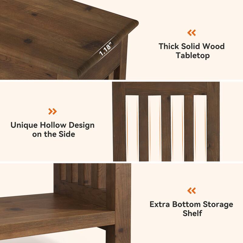 63-Inch Solid Wood Console Table, Farmhouse Entryway Table