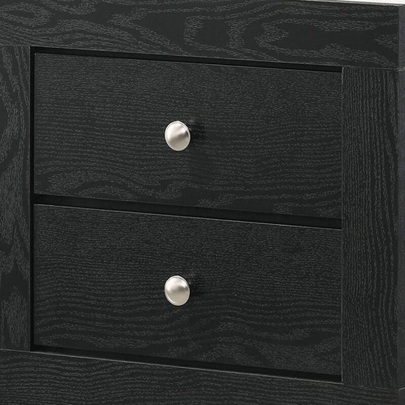 Black/White 2 Drawer 21.5 in. W Nightstand with Sturdy Knob Pulls