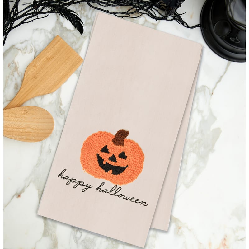 Pumpkin Halloween French Knot Flour Sack Kitchen Towel