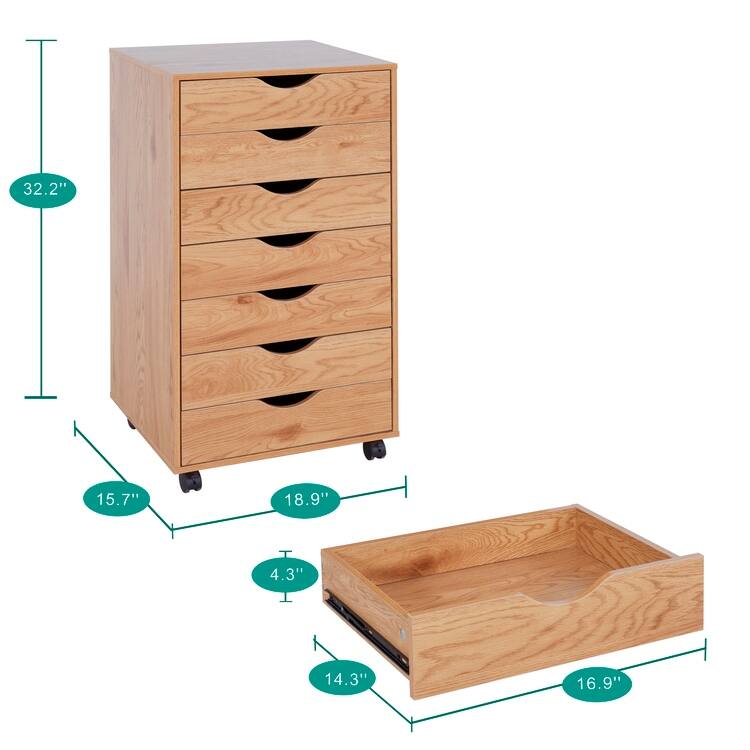 7- Drawer Office File Wooden Cabinet, for Home Office, Mobile File Cabinet, Mobile Storage Cabinet, Filing Storage Drawer