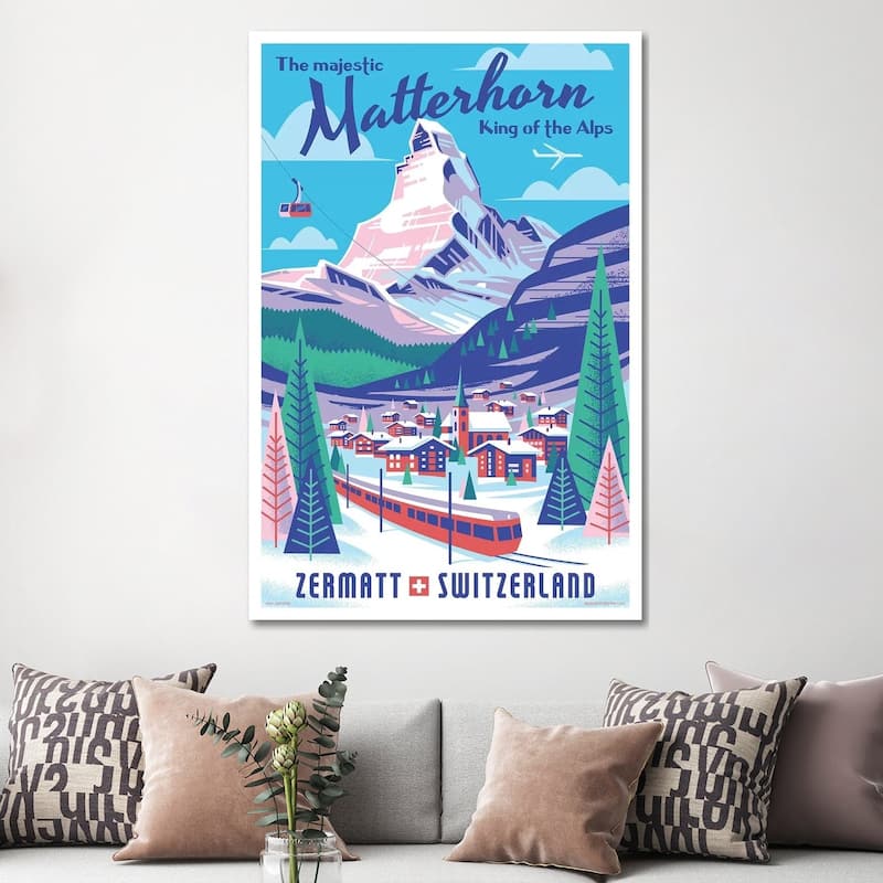 iCanvas "Matterhorn Switzerland Travel Poster" by Jim Zahniser Canvas Print