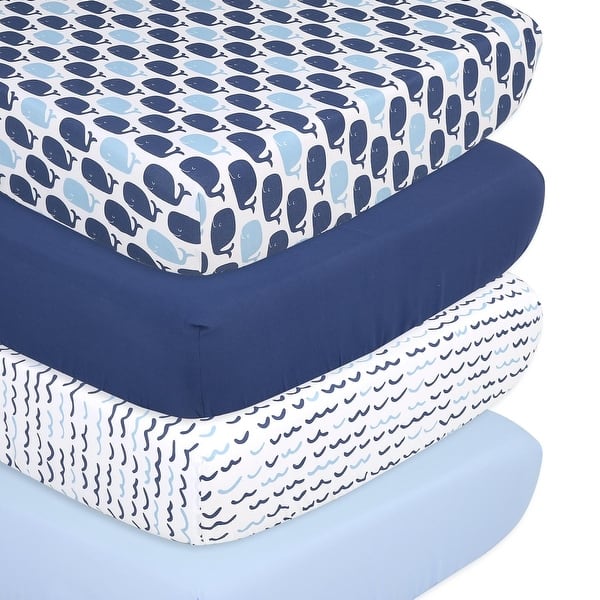 slide 2 of 5, The Peanutshell Nautical Fitted Crib Sheet 4 Pack Set