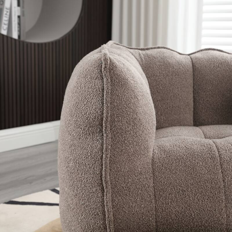Modern Chenille Bean Bag Chair with Ottoman, Set of 1