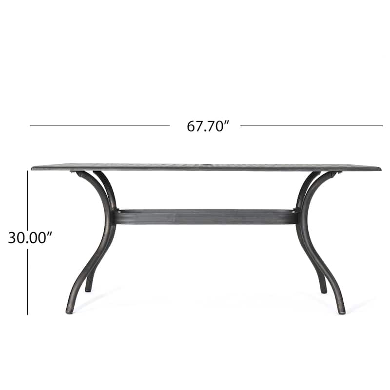 Austin Outdoor Cast Aluminum Square Dining Table with Umbrella Hole by Christopher Knight Home