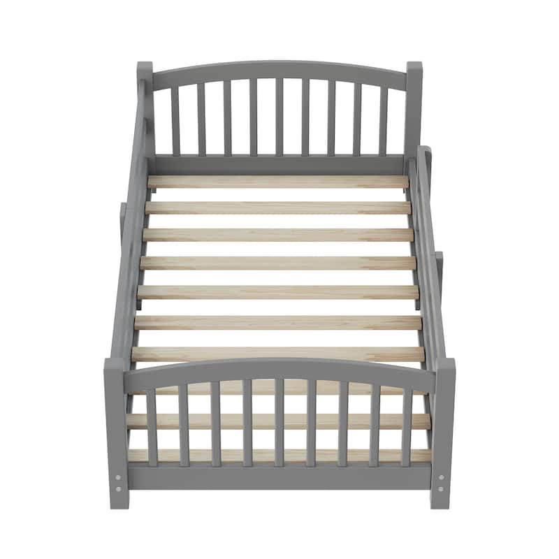 Solid Wood Floor Bed Montessori Bed with Safety Guardrails Without Door