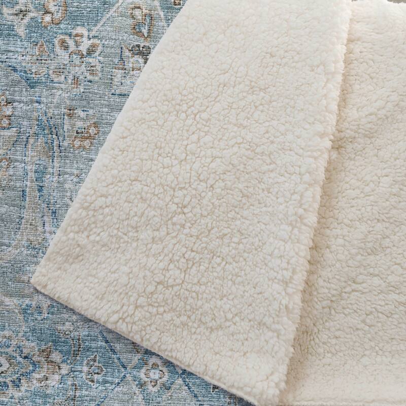Premium Machine Washable ASB95 Traditional Persian Sherpa Throw Blanket