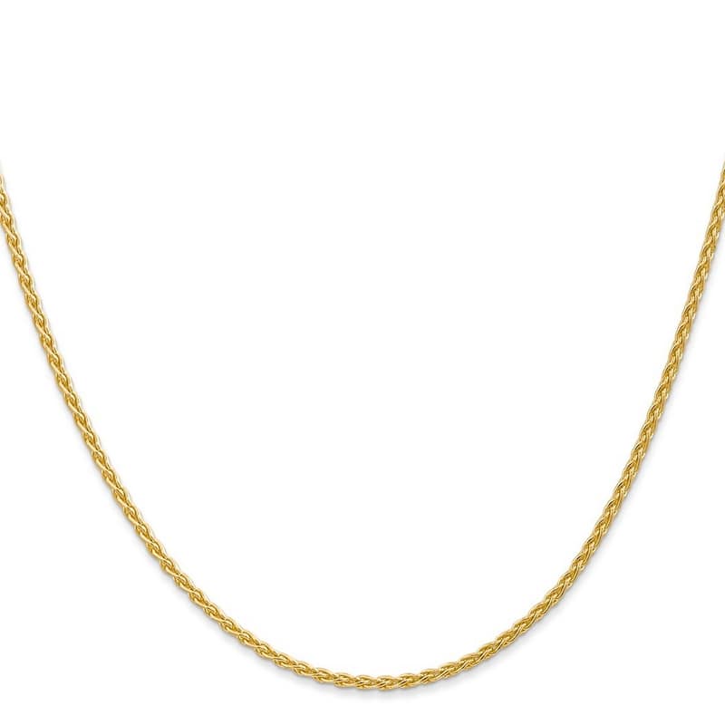 Curata Women's 14k Yellow Gold 1.9mm Round Wheat Chain Anklet- 10 Inch