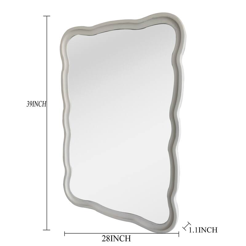 Rustic Scalloped Solid Wood Wall Mirror - 39x28 inches
