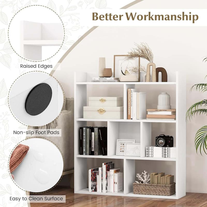 1/2PCS Living Room 7-cube Bookcase Open Storage Shelf White